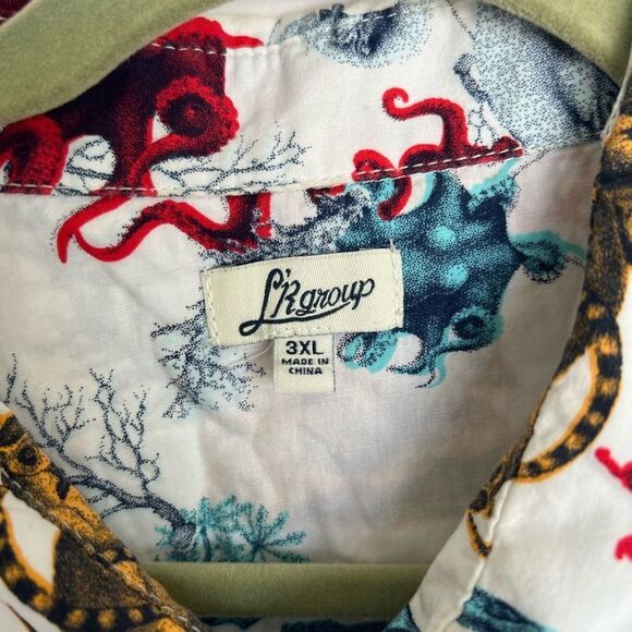 LRG UNDERWATER SHORT SLEEVE BUTTON-UP SHIRT UNDERWATER SEA LIFE LEMUR 3XL - Picture 6 of 9